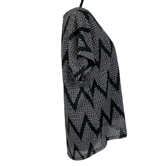 Roz & Ali X-Large Top Geometric Stretch Dolman Sleeves Lined Hi-Low Hem Black - Picture 4 of 10